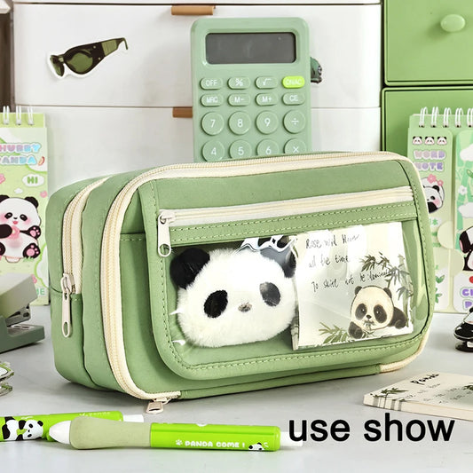 9-Layers Large Capacity Pencil Case with Transparent Compartment and Magnetic Button Flip for Retrieval School Supplies Pencil