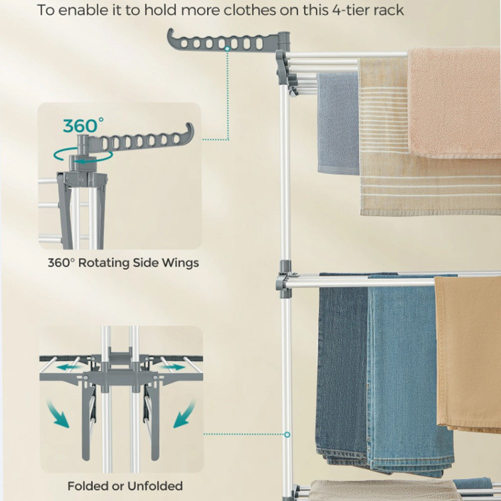 4 Tier Foldable Clothes Airer Rack Indoor Outdoor Dryer Laundry Dry Rail Hanger