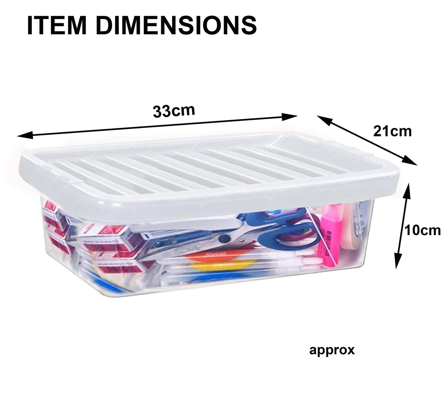 Clear Plastic Storage Boxes with Lids Stackable Box Home Office Kitchen UK Made
