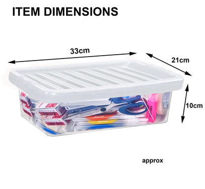 Clear Plastic Storage Boxes with Lids Stackable Box Home Office Kitchen UK Made