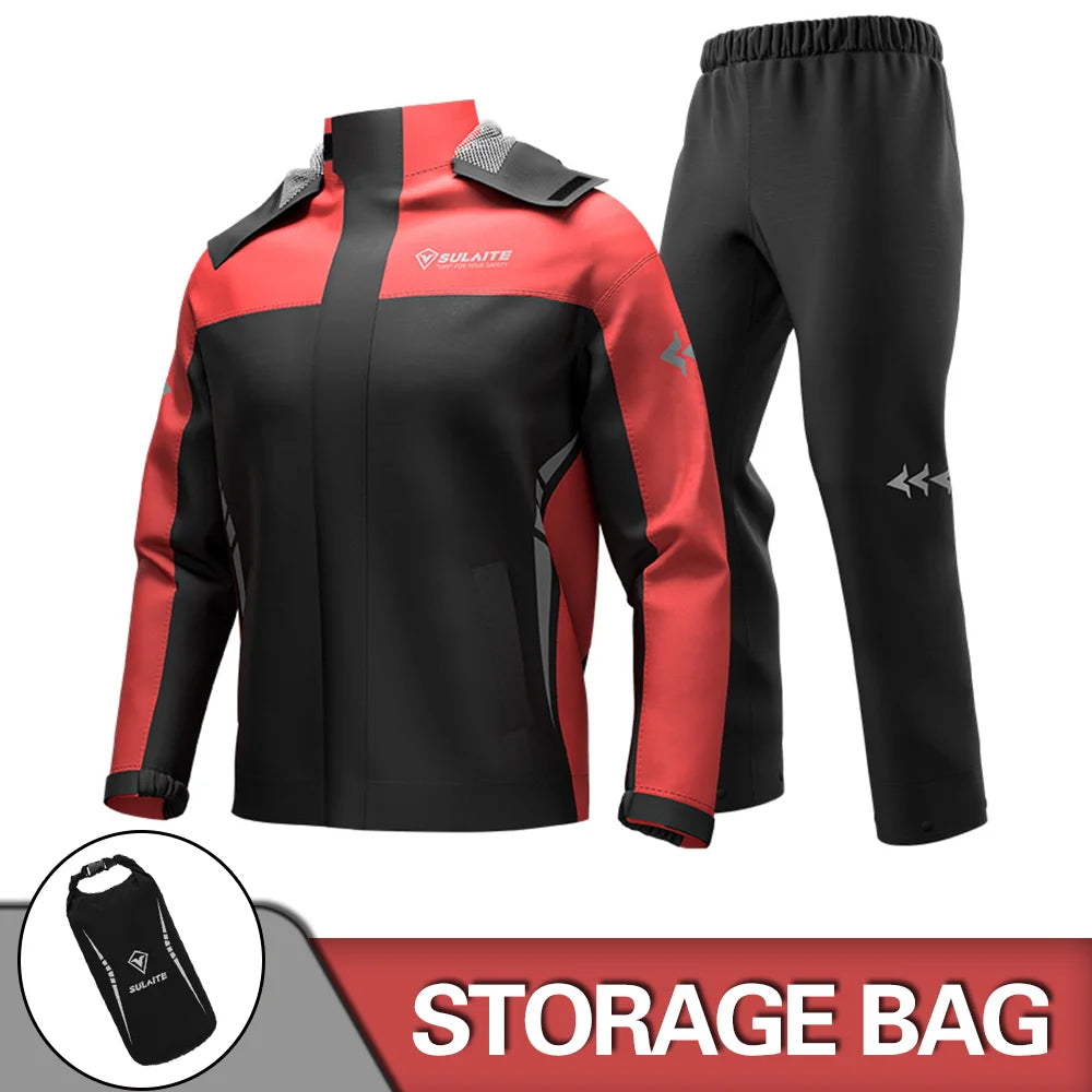 Professional Motorcycle Rain Suit for Rainstorm Protection - Jacket and Pants for Camping, Hiking, Fishing, and Riding