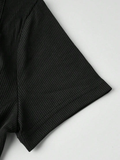 Franclia Plain Color Asymmetric Hem Top and Pants Two Piece Set