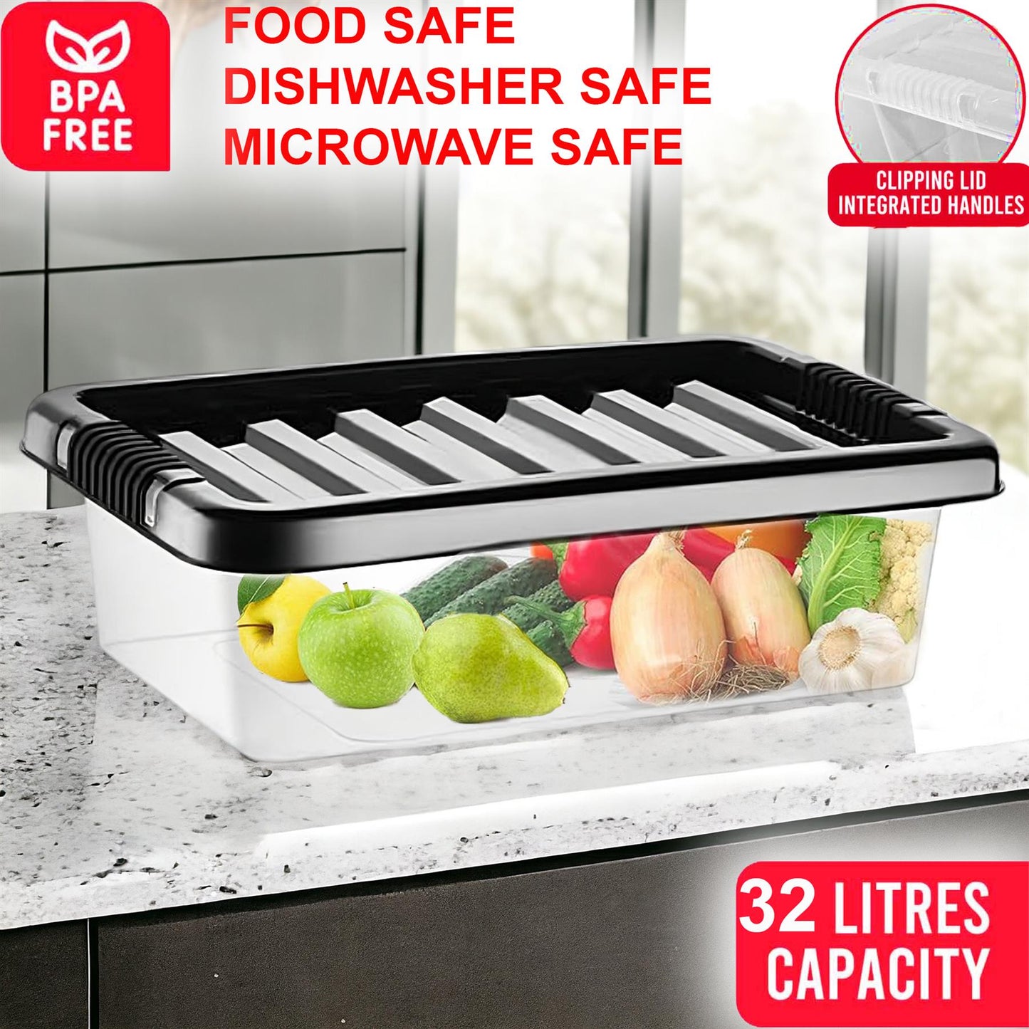 Clear Plastic Storage Boxes with Lids Stackable Box Home Office Kitchen UK Made