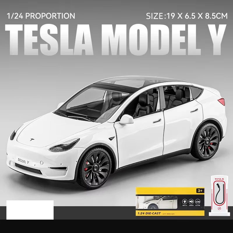 1:24 Tesla Model Y Model 3 Model S Metal Alloy Diecast Toy Car Model Sound and Light Children'S Toy Collectibles Birthday Gifts