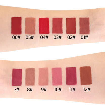 12 Color Nude Matte Lipstick Pencil Long-Lasting Waterproof Lip Pencil High Pigmented Lip Liner Lip Makeup Tool