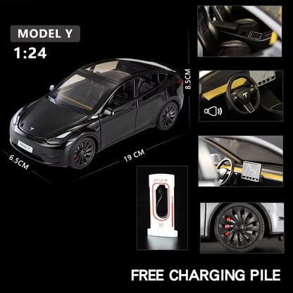 1:24 Tesla Model Y Model 3 Model S Metal Alloy Diecast Toy Car Model Sound and Light Children'S Toy Collectibles Birthday Gifts