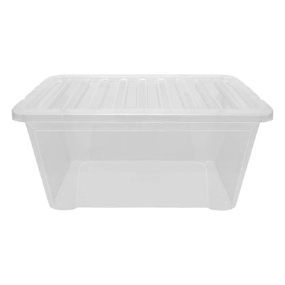 45 Litres Clear Crystal Plastic Large Storage Box with Lid Home Office UK Made