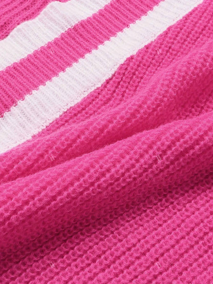 Plus Size Color Block Striped Long Cardigan, Casual for Spring & Autumn