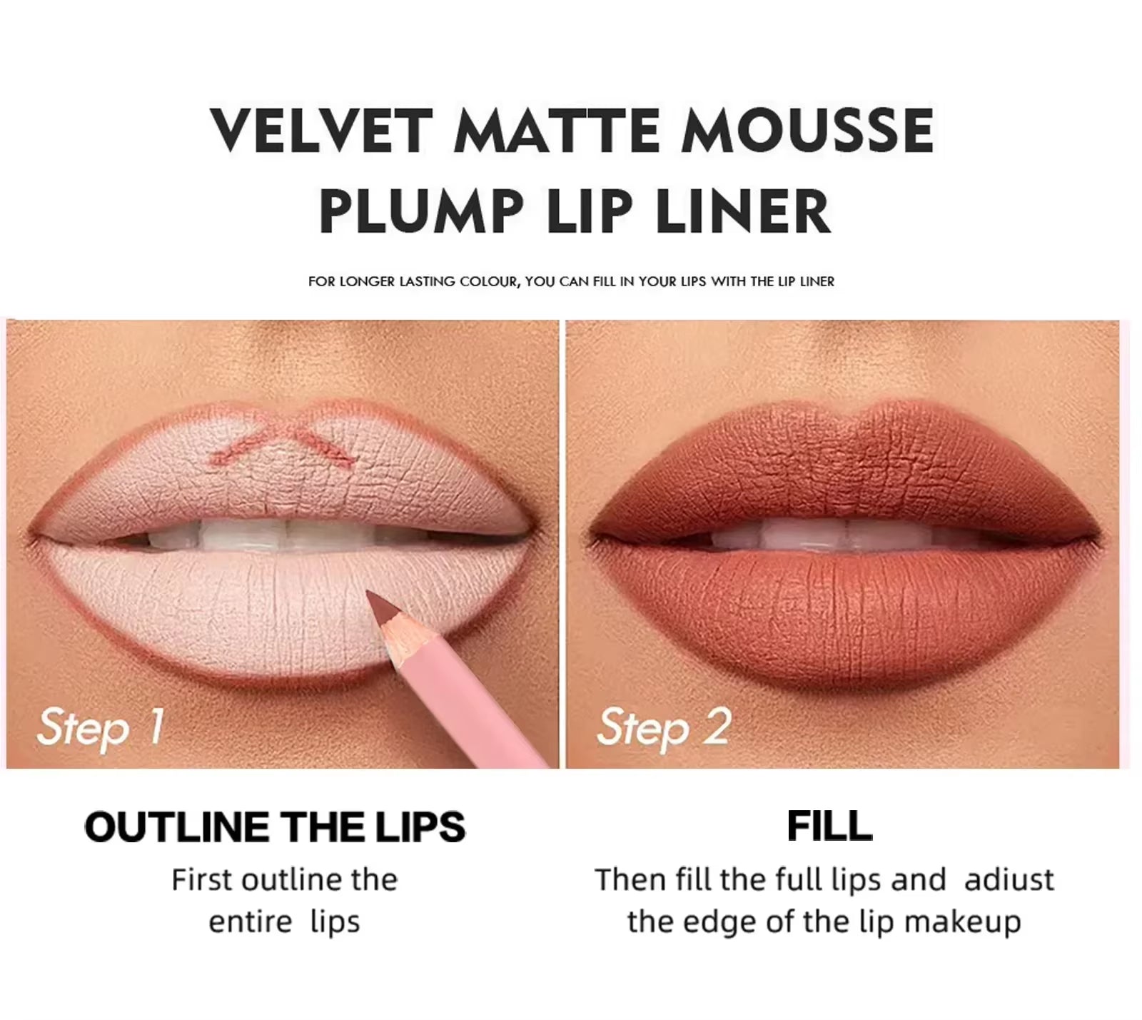 12 Color Nude Matte Lipstick Pencil Long-Lasting Waterproof Lip Pencil High Pigmented Lip Liner Lip Makeup Tool