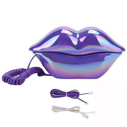 Lips Telephone Electroplate Desktop Landline Phone for Hotel Decoration Lip Shaped Phones Mouth Telephone Mini Phone