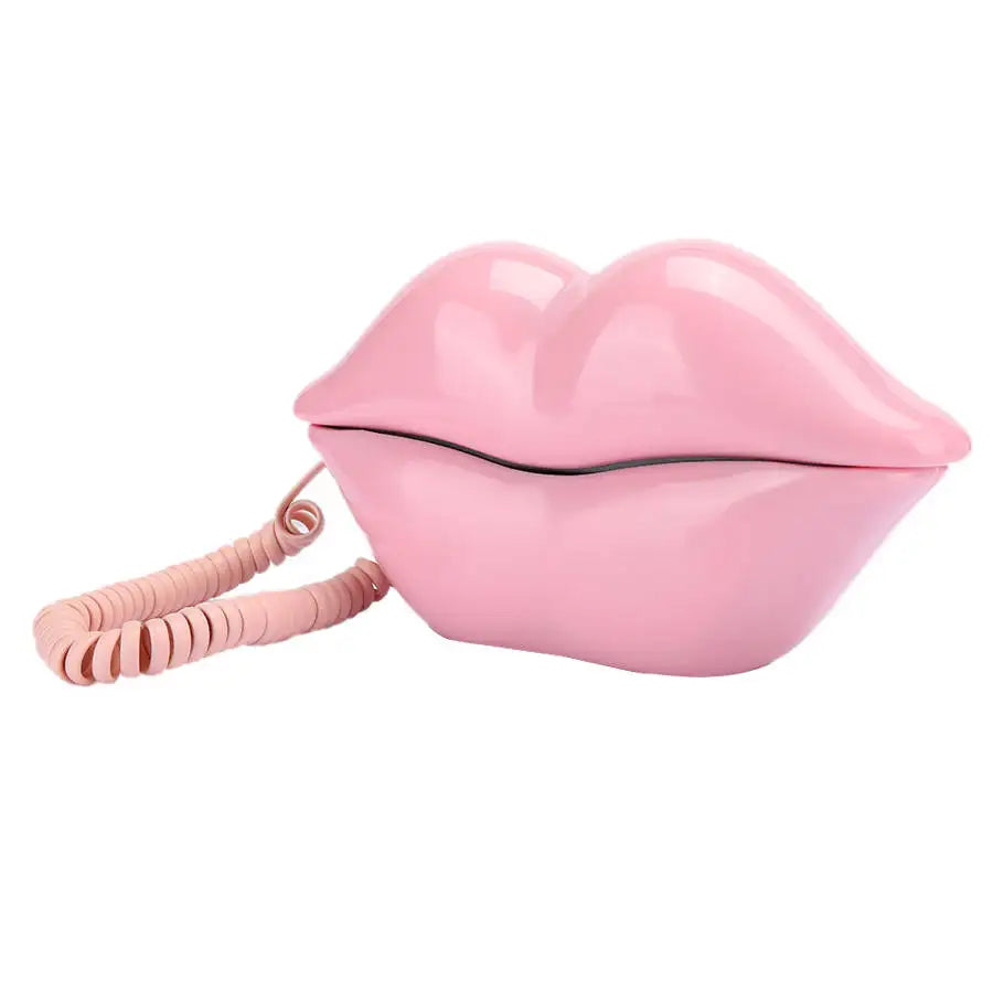 Lips Telephone Electroplate Desktop Landline Phone for Hotel Decoration Lip Shaped Phones Mouth Telephone Mini Phone