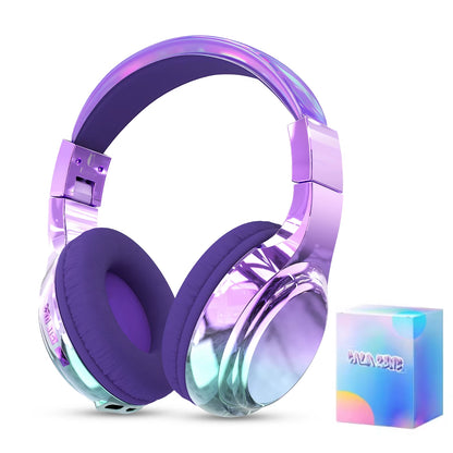 Glossy Bluetooth Headphones for Kids Girls Wireless Stereo Headset with Mic for Travel Children'S Music Helmet Christmas Gifts