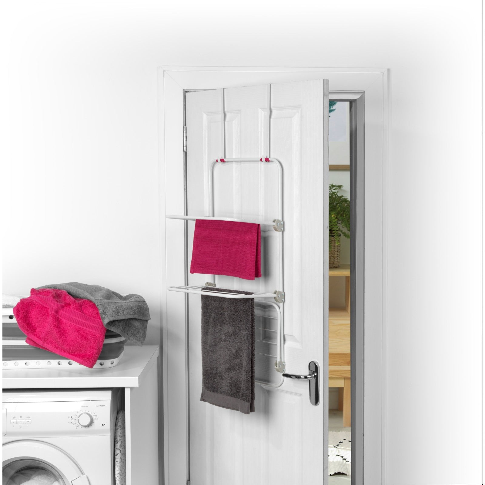 Kleeneze Overdoor Clothes Airer 3 Tier Hanging Laundry Drying Rack Space Saving