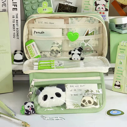 9-Layers Large Capacity Pencil Case with Transparent Compartment and Magnetic Button Flip for Retrieval School Supplies Pencil