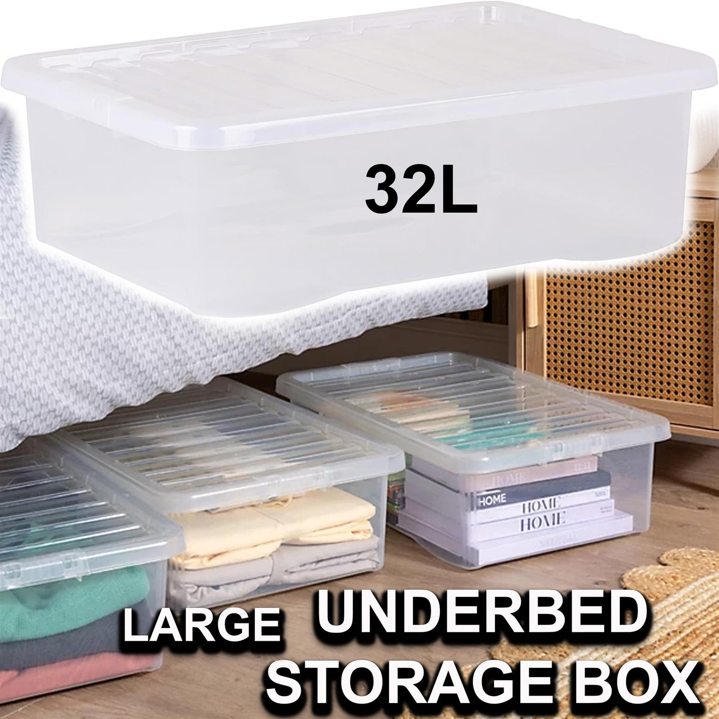 Clear Plastic Storage Boxes with Lids Stackable Box Home Office Kitchen UK Made