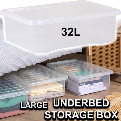 Clear Plastic Storage Boxes with Lids Stackable Box Home Office Kitchen UK Made