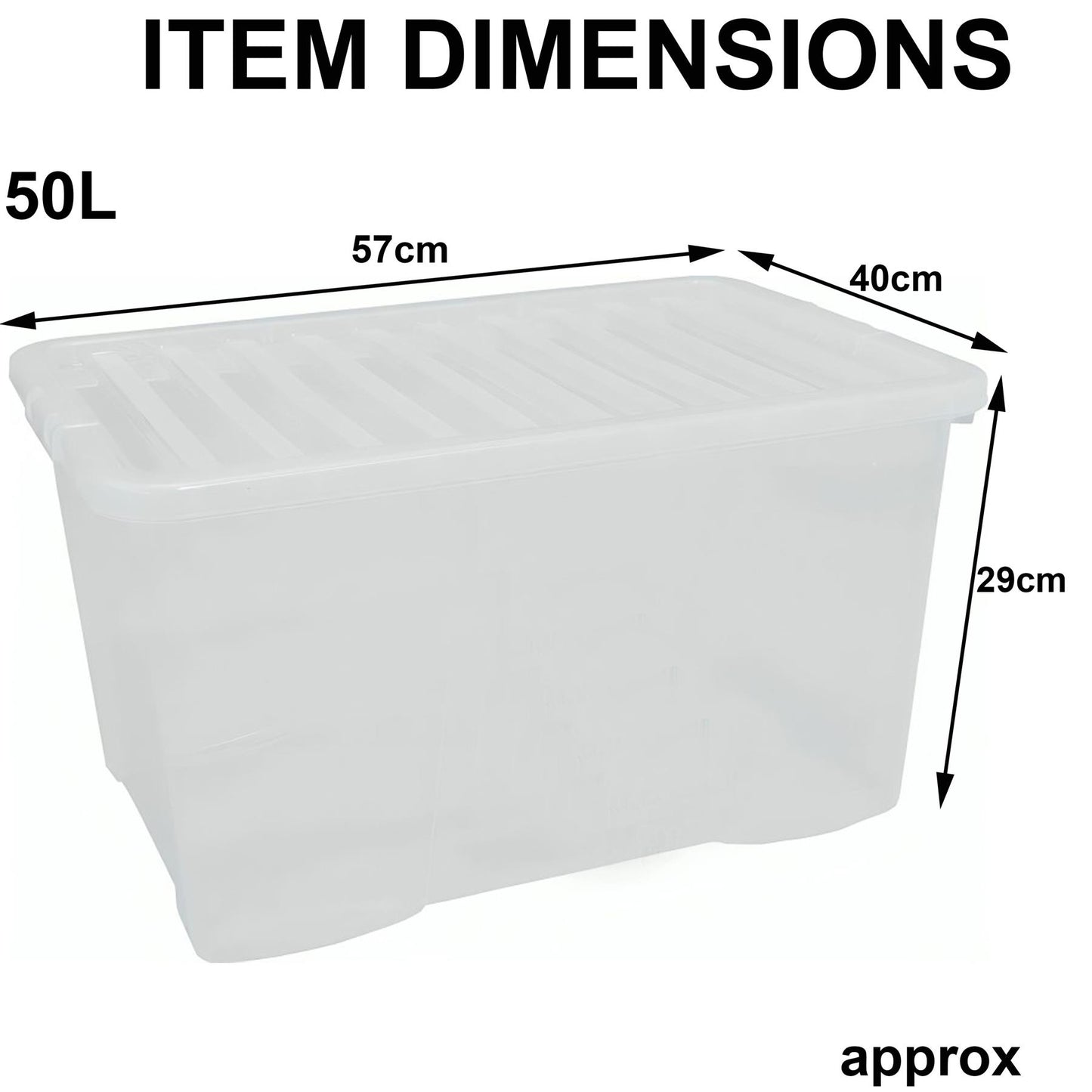 Clear Plastic Storage Boxes with Lids Stackable Box Home Office Kitchen UK Made