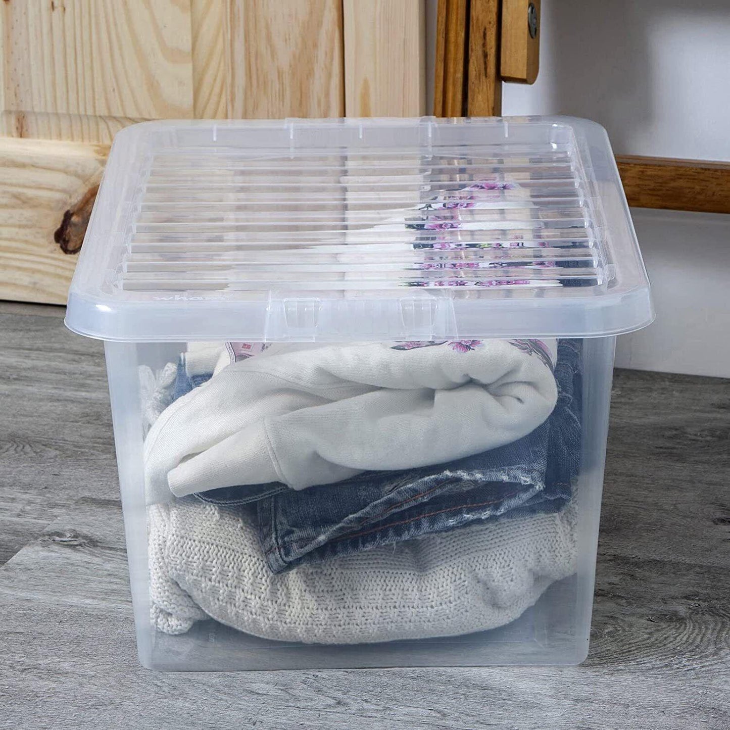 Clear Plastic Storage Boxes with Lids Stackable Box Home Office Kitchen UK Made