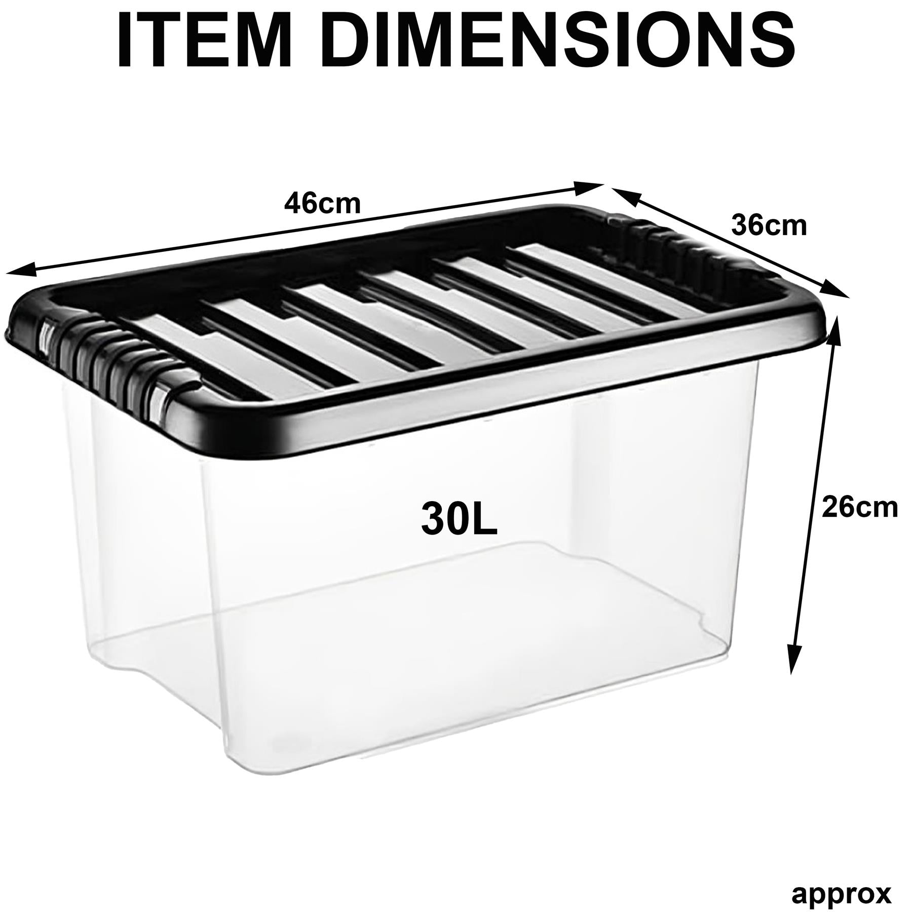 Clear Plastic Storage Boxes with Lids Stackable Box Home Office Kitchen UK Made