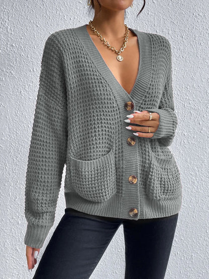 Chiquease Double Pocket Drop Shoulder Cardigan