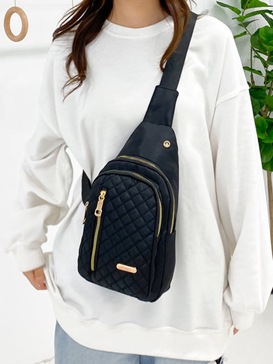 Lightweight,Business Casual Fashionable,Minimalist,Unisex,Sporty Mini Quilted Metal Decor Sling Bag Women'S Chest Bag Large Capacity Crossbody Bag for Teen Girls Women College Students,Rookies & White-Collar Workers Perfect for Office,Work ,Business,Commute