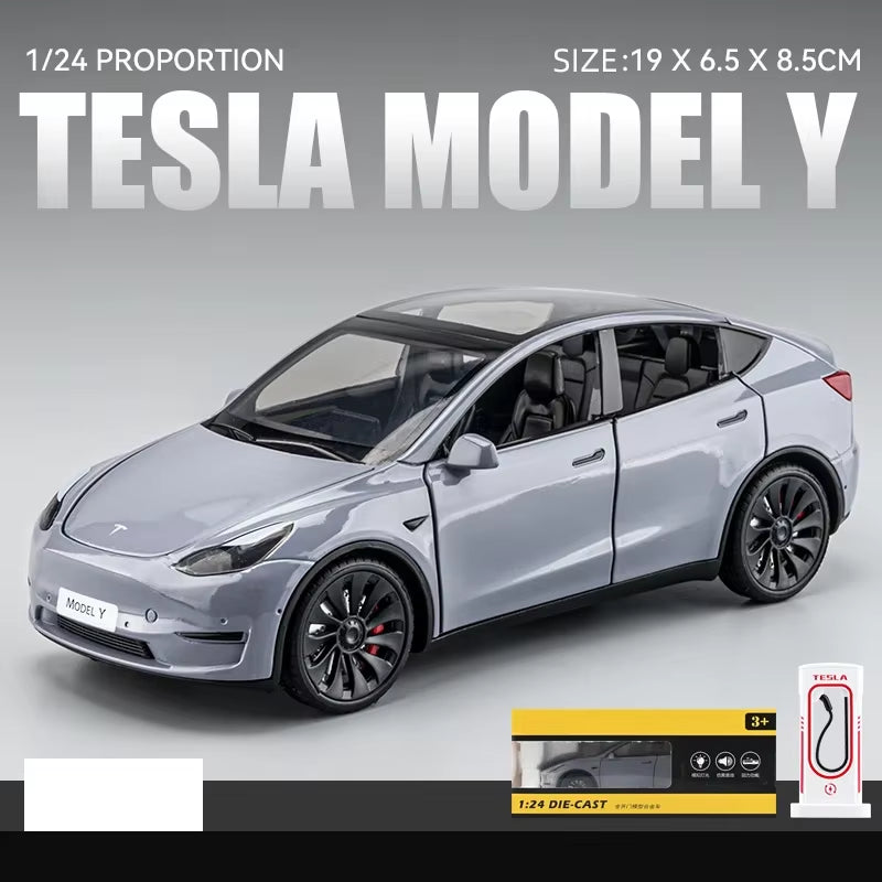 1:24 Tesla Model Y Model 3 Model S Metal Alloy Diecast Toy Car Model Sound and Light Children'S Toy Collectibles Birthday Gifts
