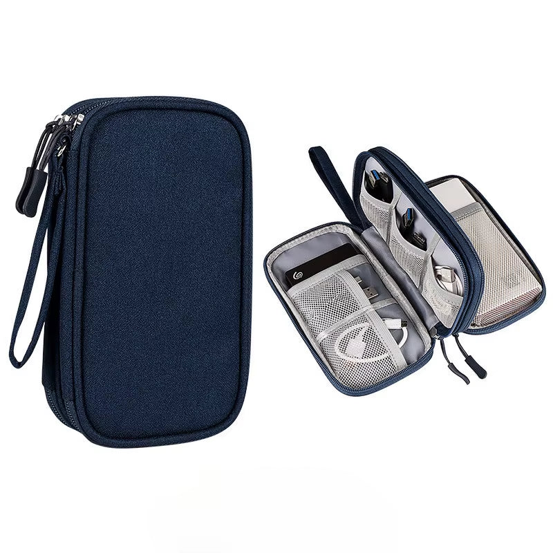 Portable Double Layer Travel Portable Digital Product Storage Bag USB Data Cable Manager Earphones Mobile Power Storage Bag 1Pcs