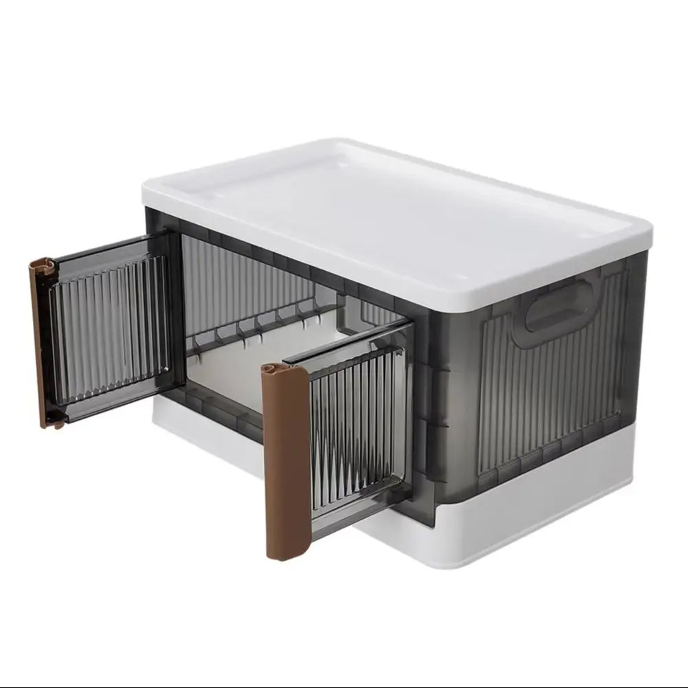Grey White Double Door Collapsible Storage Organizer Box