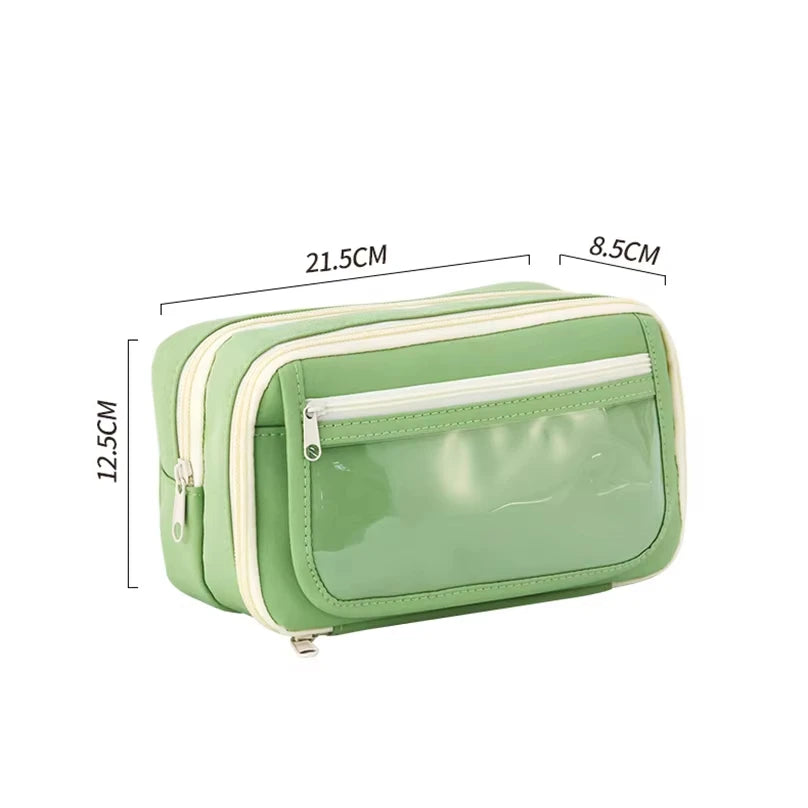 9-Layers Large Capacity Pencil Case with Transparent Compartment and Magnetic Button Flip for Retrieval School Supplies Pencil