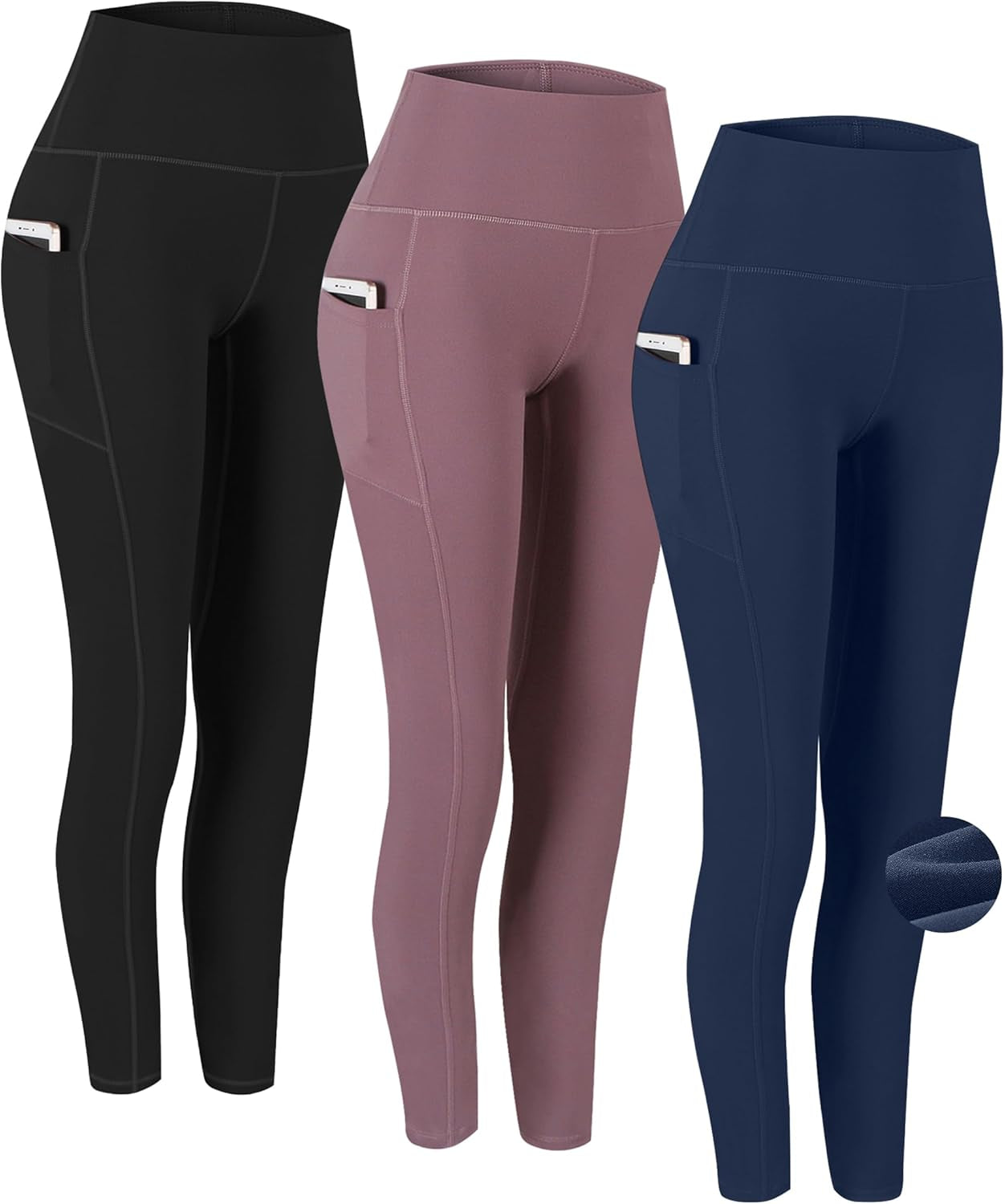 2 Pack High Waist Yoga Pants with Pockets, Tummy Control Workout Running Yoga Leggings for Women