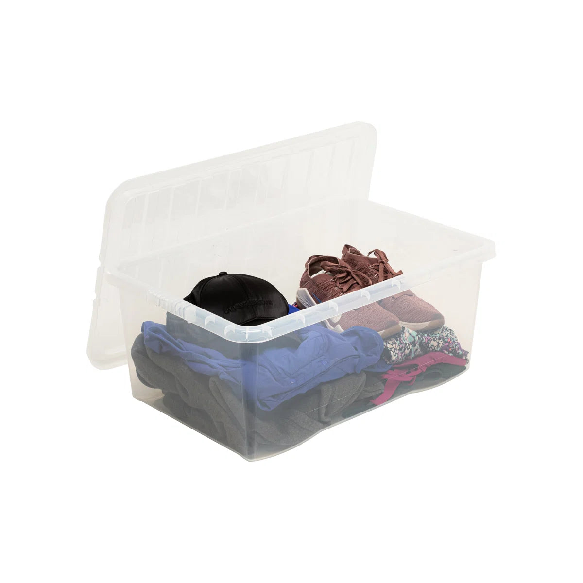 45 Litres Clear Crystal Plastic Large Storage Box with Lid Home Office UK Made