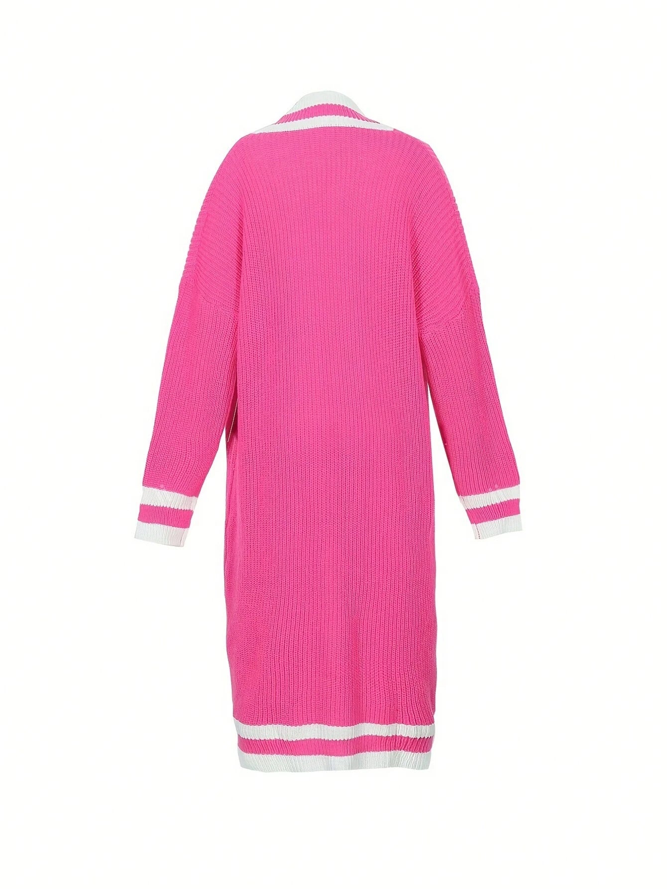 Plus Size Color Block Striped Long Cardigan, Casual for Spring & Autumn