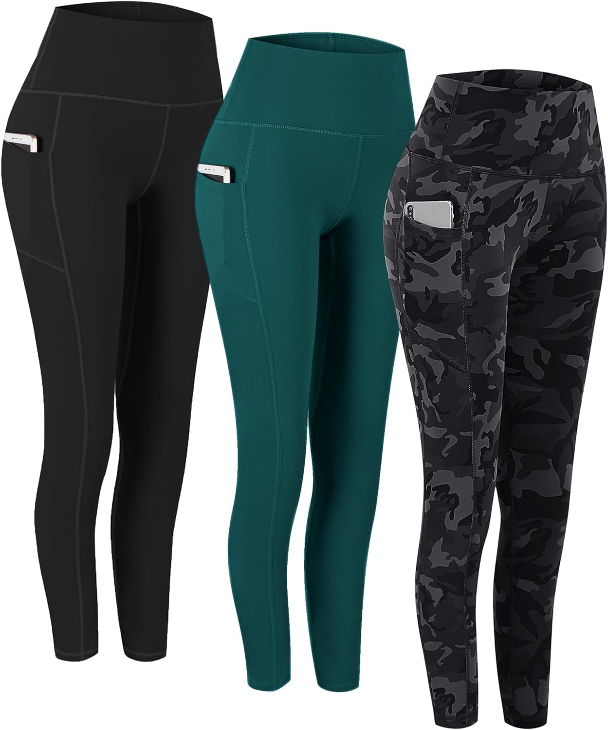 2 Pack High Waist Yoga Pants with Pockets, Tummy Control Workout Running Yoga Leggings for Women