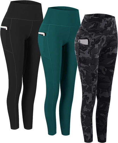 2 Pack High Waist Yoga Pants with Pockets, Tummy Control Workout Running Yoga Leggings for Women