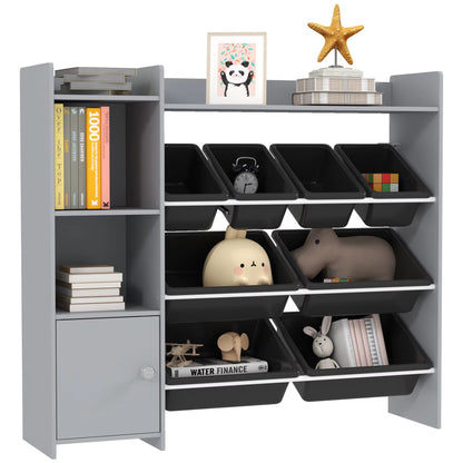 Toy Storage Unit, with 8 Removable Bins, Storage Shelves, Cabinet, for Playroom, Kids Room, Nursery, Grey