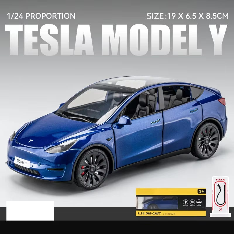 1:24 Tesla Model Y Model 3 Model S Metal Alloy Diecast Toy Car Model Sound and Light Children'S Toy Collectibles Birthday Gifts