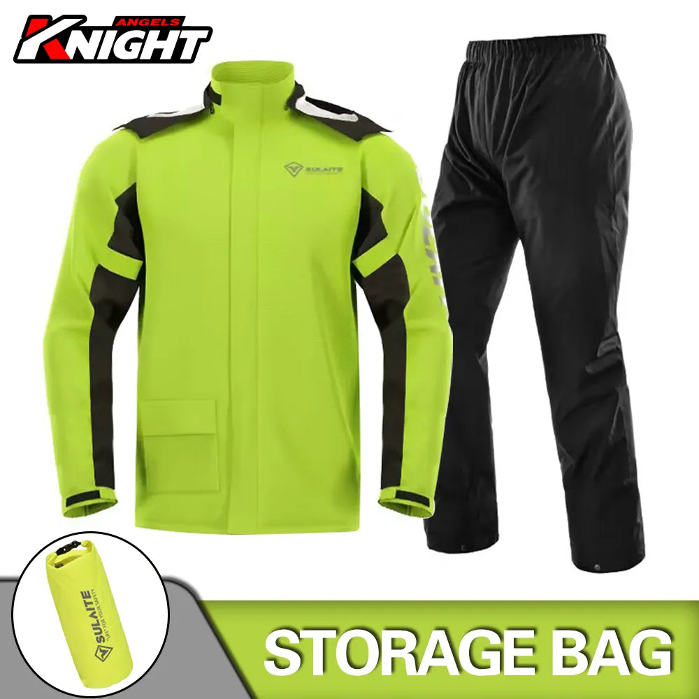 Professional Motorcycle Rain Suit for Rainstorm Protection - Jacket and Pants for Camping, Hiking, Fishing, and Riding