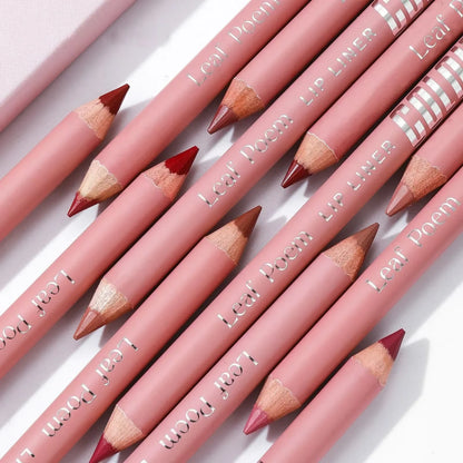 12 Color Nude Matte Lipstick Pencil Long-Lasting Waterproof Lip Pencil High Pigmented Lip Liner Lip Makeup Tool