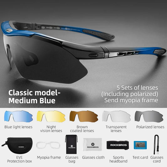 Cycling Polarized Glasses Bike Photochromic Outdoor Sports Sunglasses MTB PC Goggles Eyewear 5/3 Lens Bicycle Accessory
