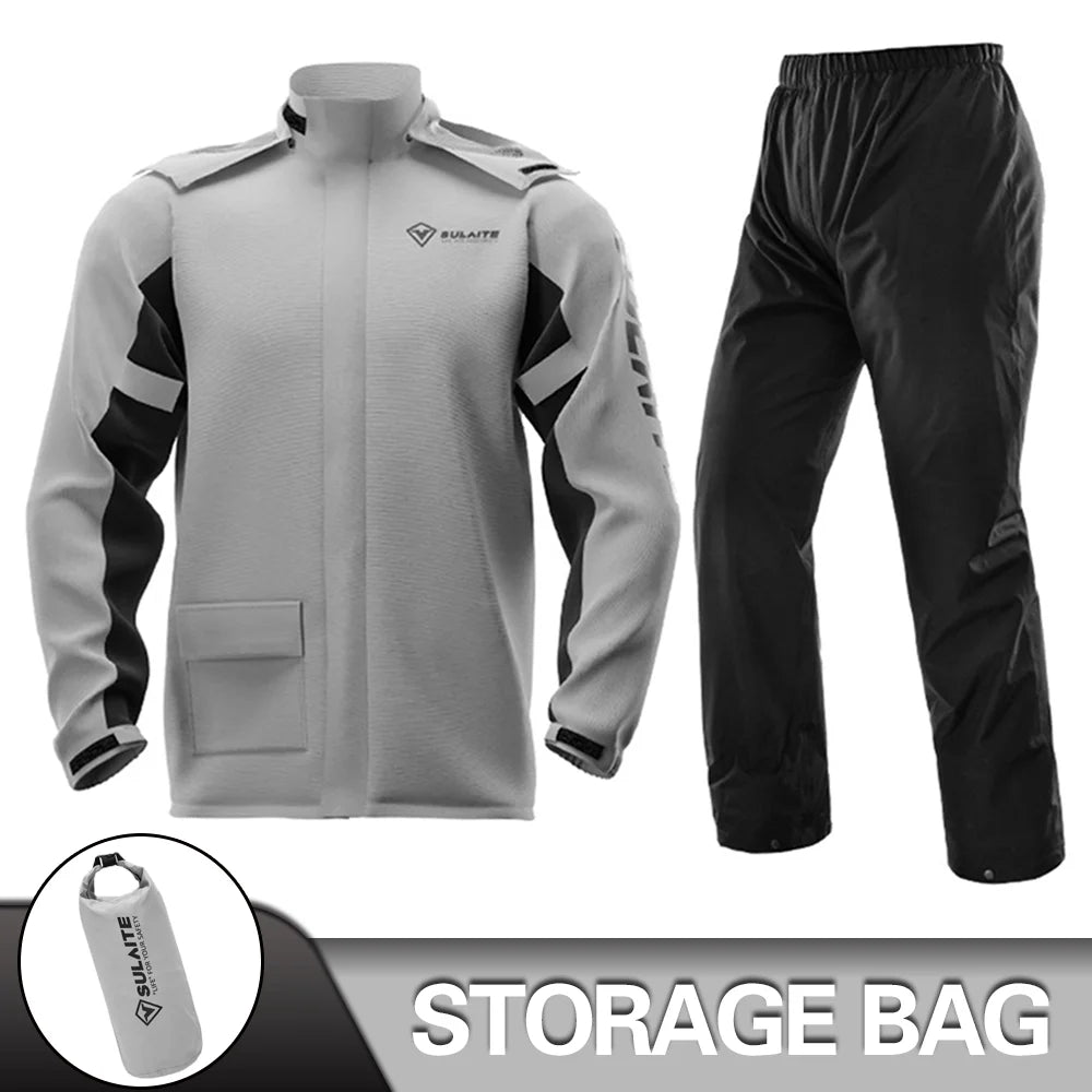 Professional Motorcycle Rain Suit for Rainstorm Protection - Jacket and Pants for Camping, Hiking, Fishing, and Riding