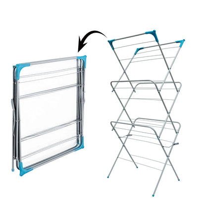 3 Tier Clothes Dryer Airer Foldable Laundry Rack Washing Line Drying Horse 14M