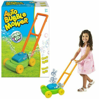 Kids Auto Bubble Lawn Mower Machine Blower Garden Party Toddler Toy Fun Gift