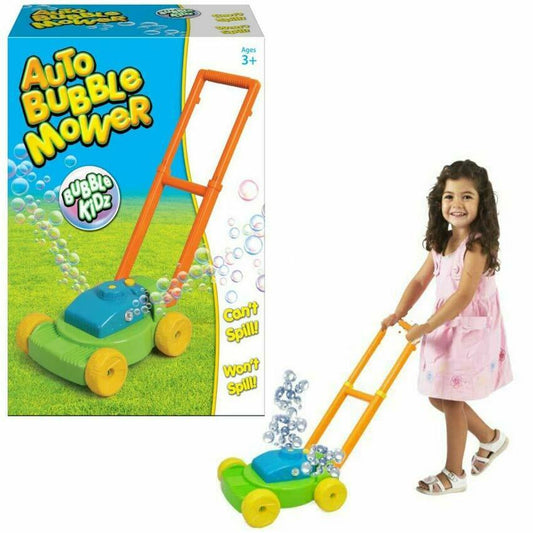 Kids Auto Bubble Lawn Mower Machine Blower Garden Party Toddler Toy Fun Gift
