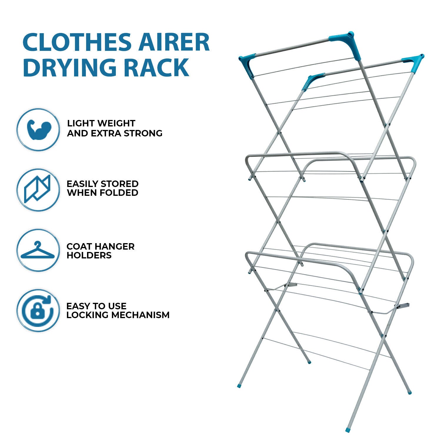3 Tier Clothes Dryer Airer Foldable Laundry Rack Washing Line Drying Horse 14M