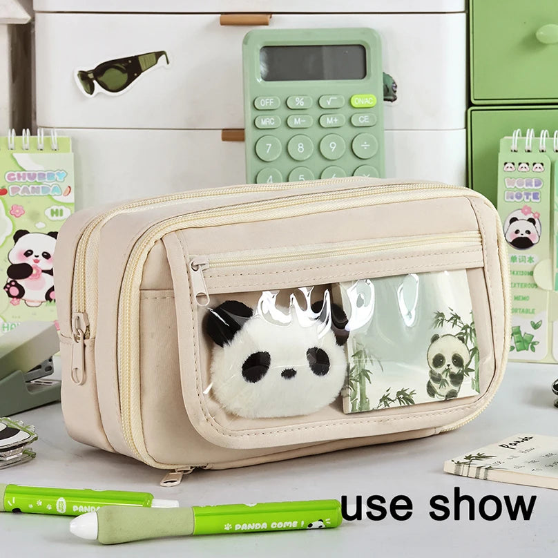 9-Layers Large Capacity Pencil Case with Transparent Compartment and Magnetic Button Flip for Retrieval School Supplies Pencil