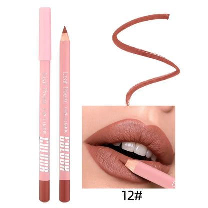 12 Color Nude Matte Lipstick Pencil Long-Lasting Waterproof Lip Pencil High Pigmented Lip Liner Lip Makeup Tool