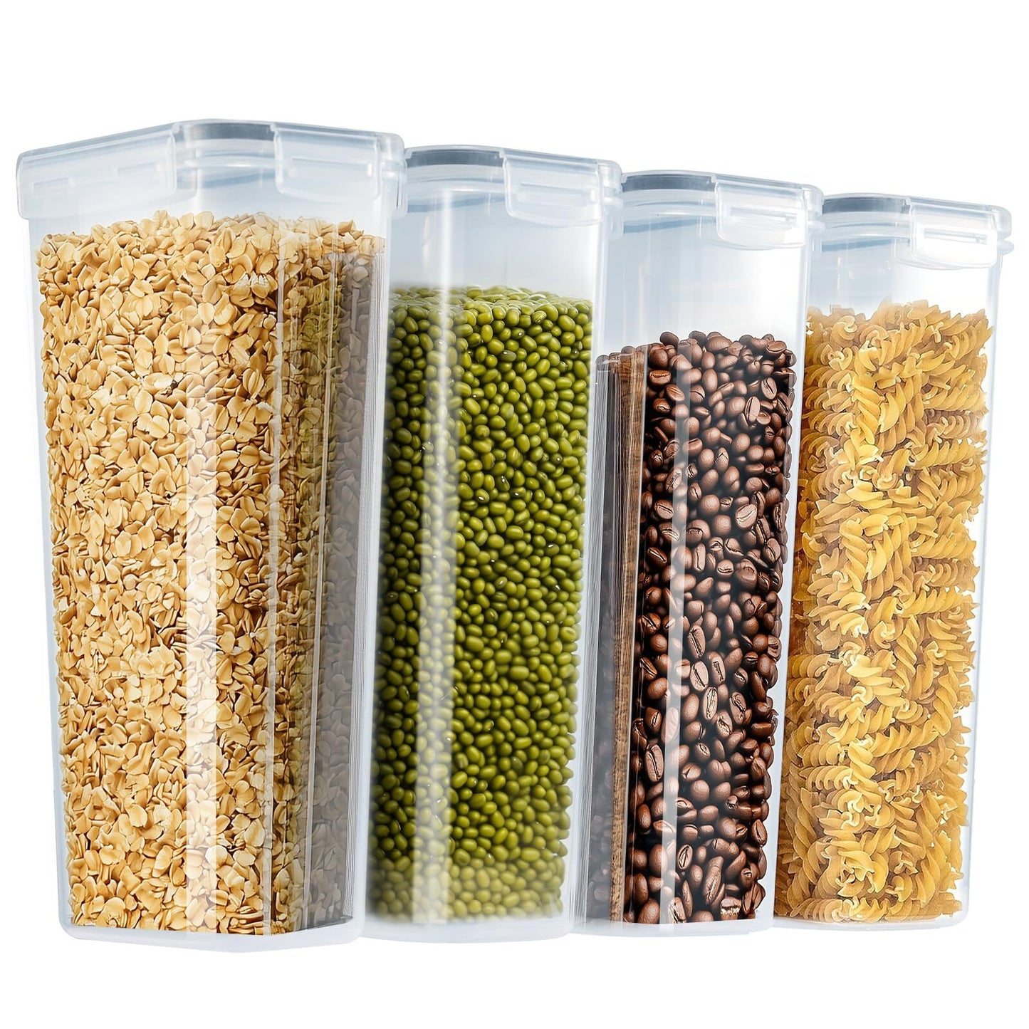 SET of 4 AIR TIGHT STORAGE CONTAINERS CEREAL FOOD DRY KITCHEN PATRY DISPENSER