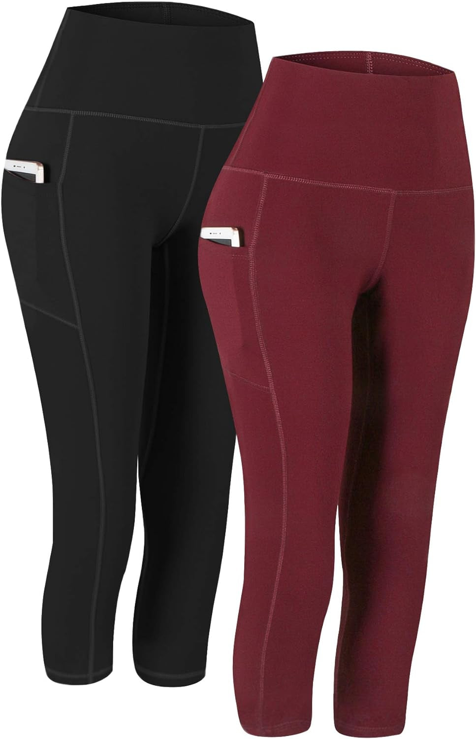 2 Pack High Waist Yoga Pants with Pockets, Tummy Control Workout Running Yoga Leggings for Women