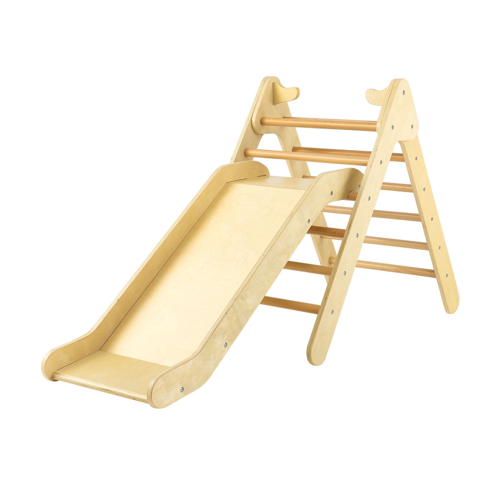 2-In-1 Wooden Triangle Climbing Toy with Gradient Adjustable Slide