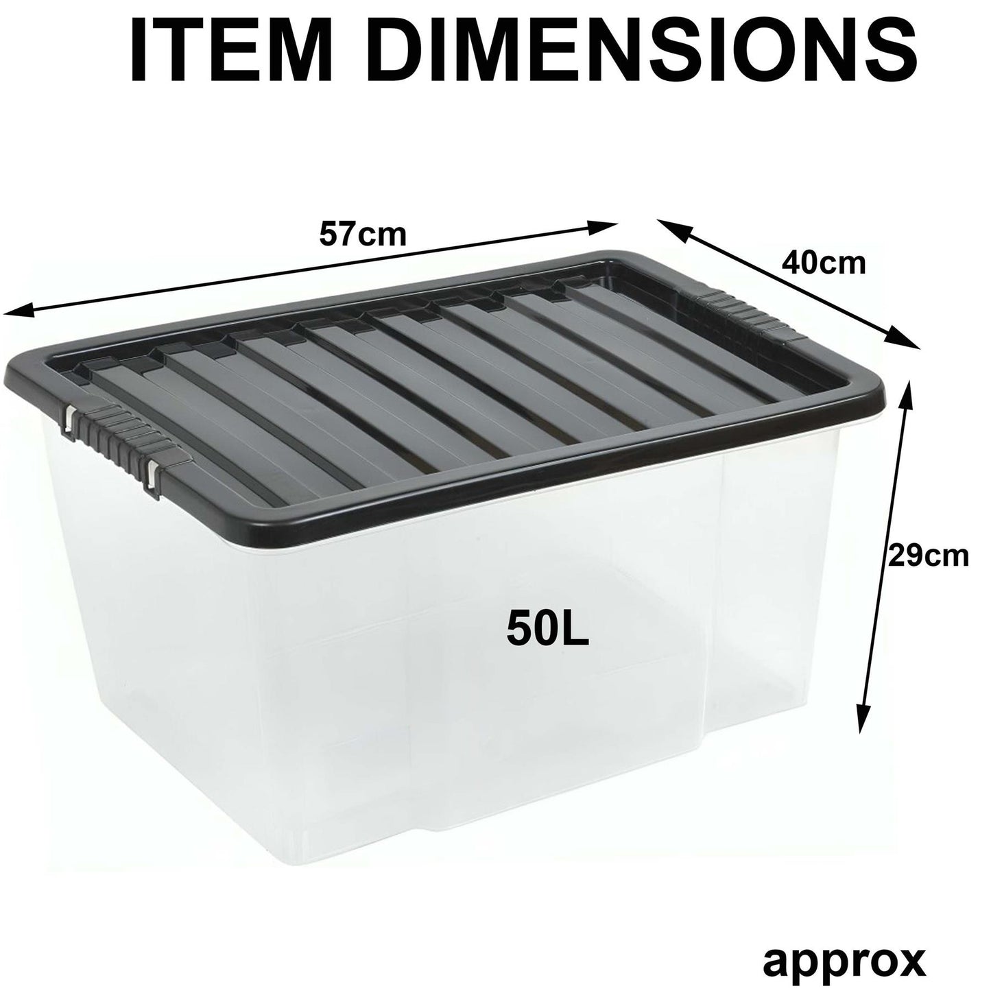 Clear Plastic Storage Boxes with Lids Stackable Box Home Office Kitchen UK Made